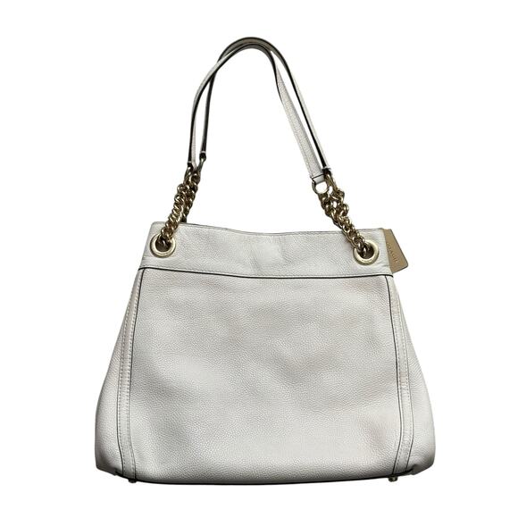 Coach Cream Turlock Edie Pebbled Leather Shoulder Bag - Picture 2 of 13